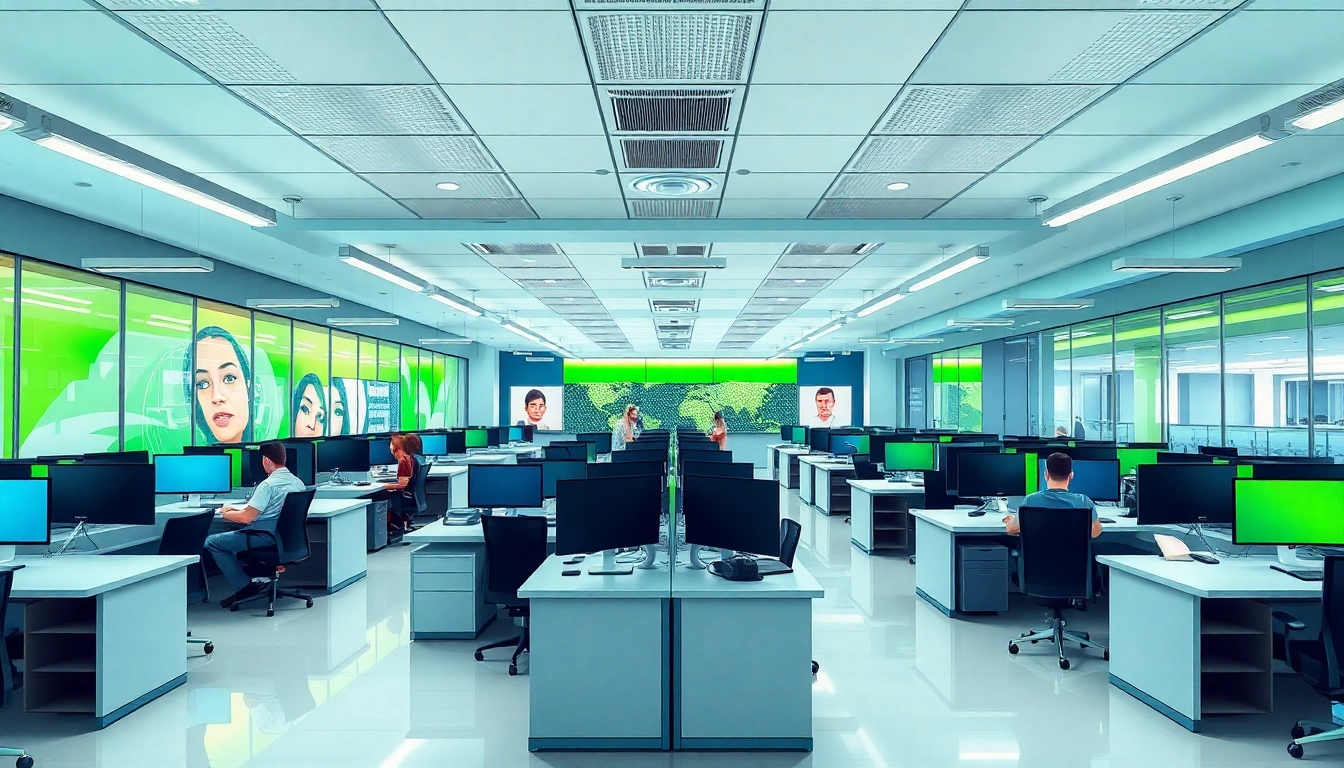 Agents efficiently managing calls at a call center in Tijuana, showcasing a modern work environment.