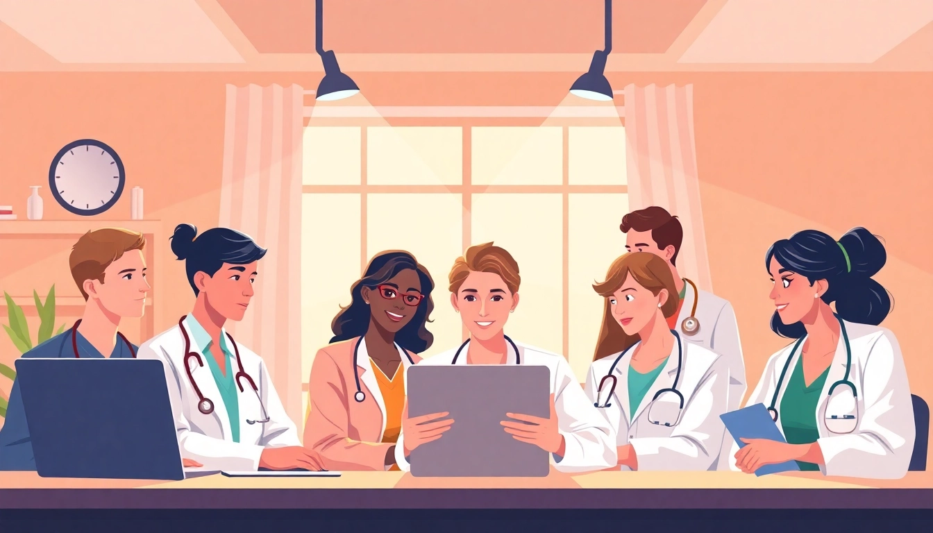 Explore virtual shadowing opportunities with a diverse group of healthcare professionals engaging in online discussions.