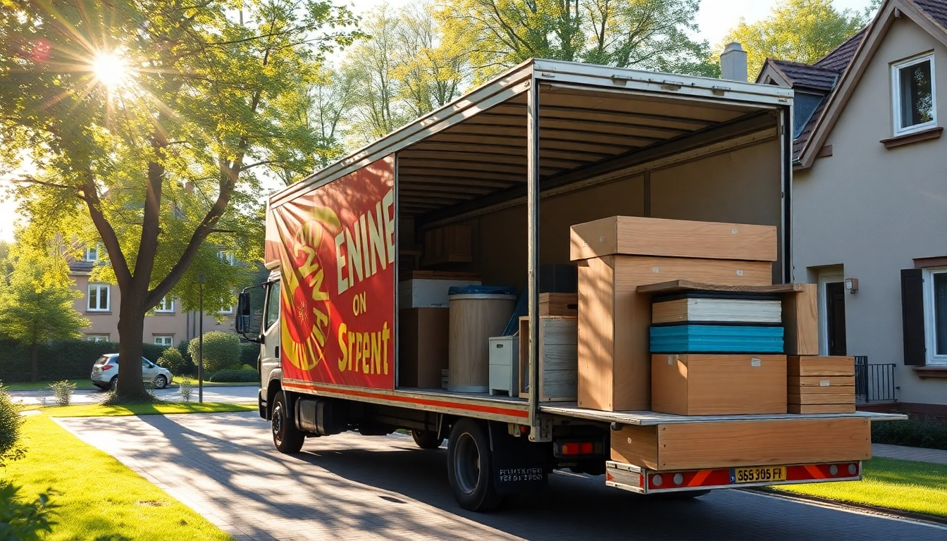 Efficient Umzug Fürth service with professional movers unloading furniture from a truck into a home.
