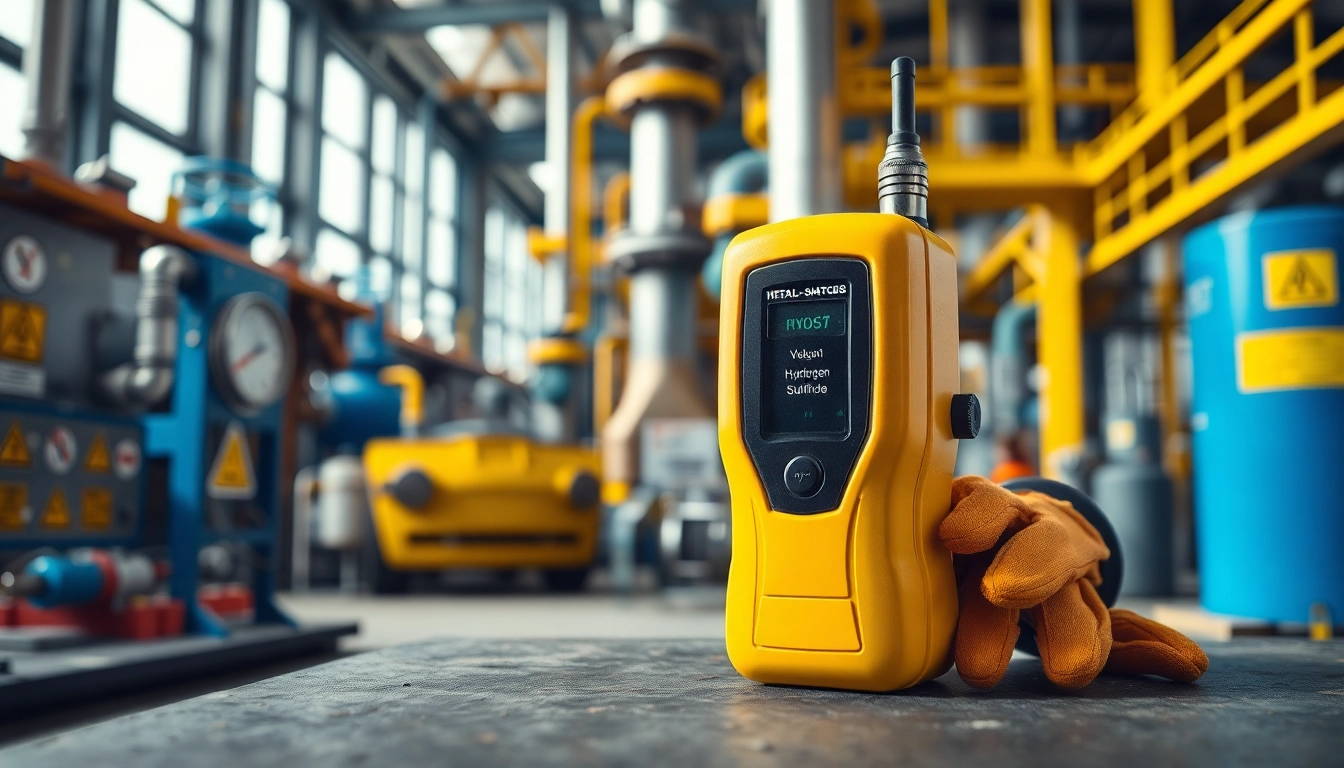 Detecting Hydrogen Sulfide gas with a professional gas detector in an industrial context.