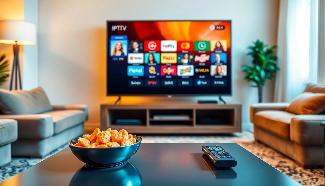 Enhance your experience with IPTV Subscription USA showcasing a vibrant home entertainment setup.