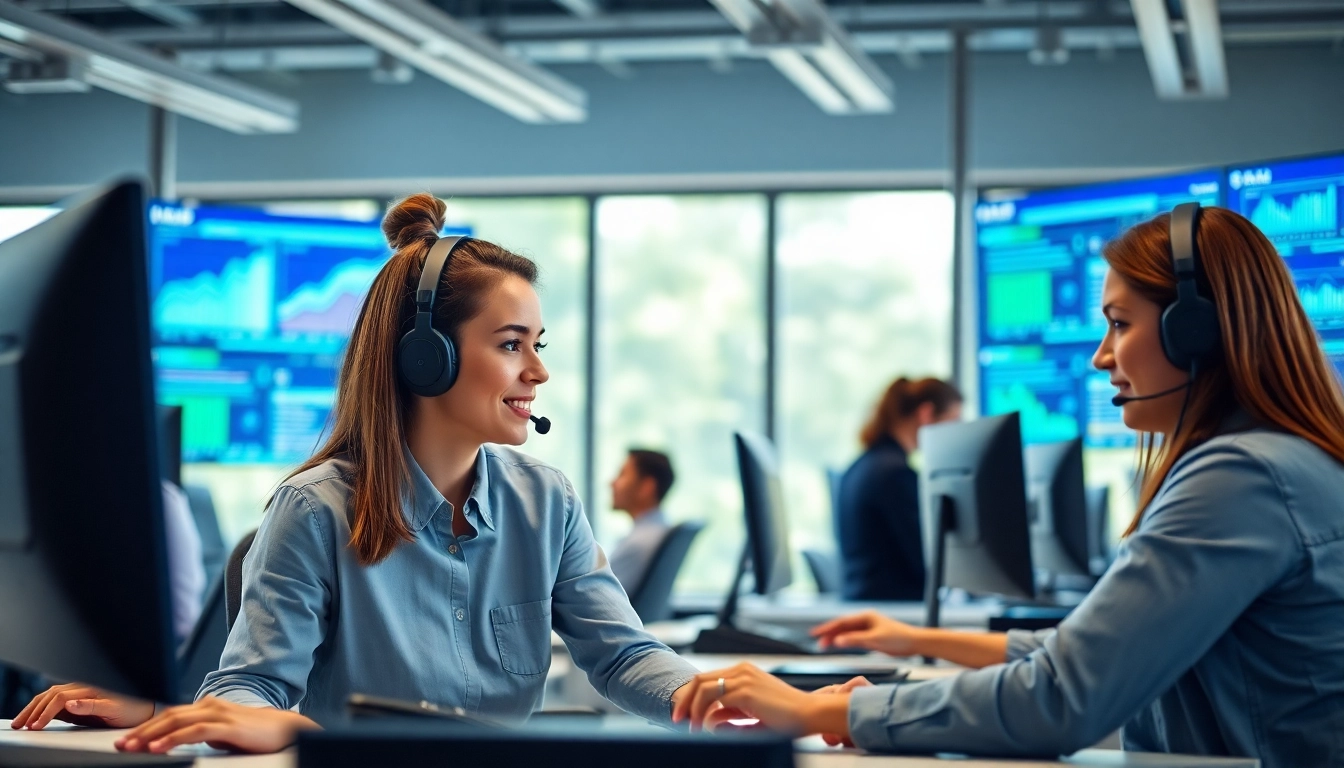 Engage in top-notch Outsource Call Center Services with dedicated agents in a vibrant office