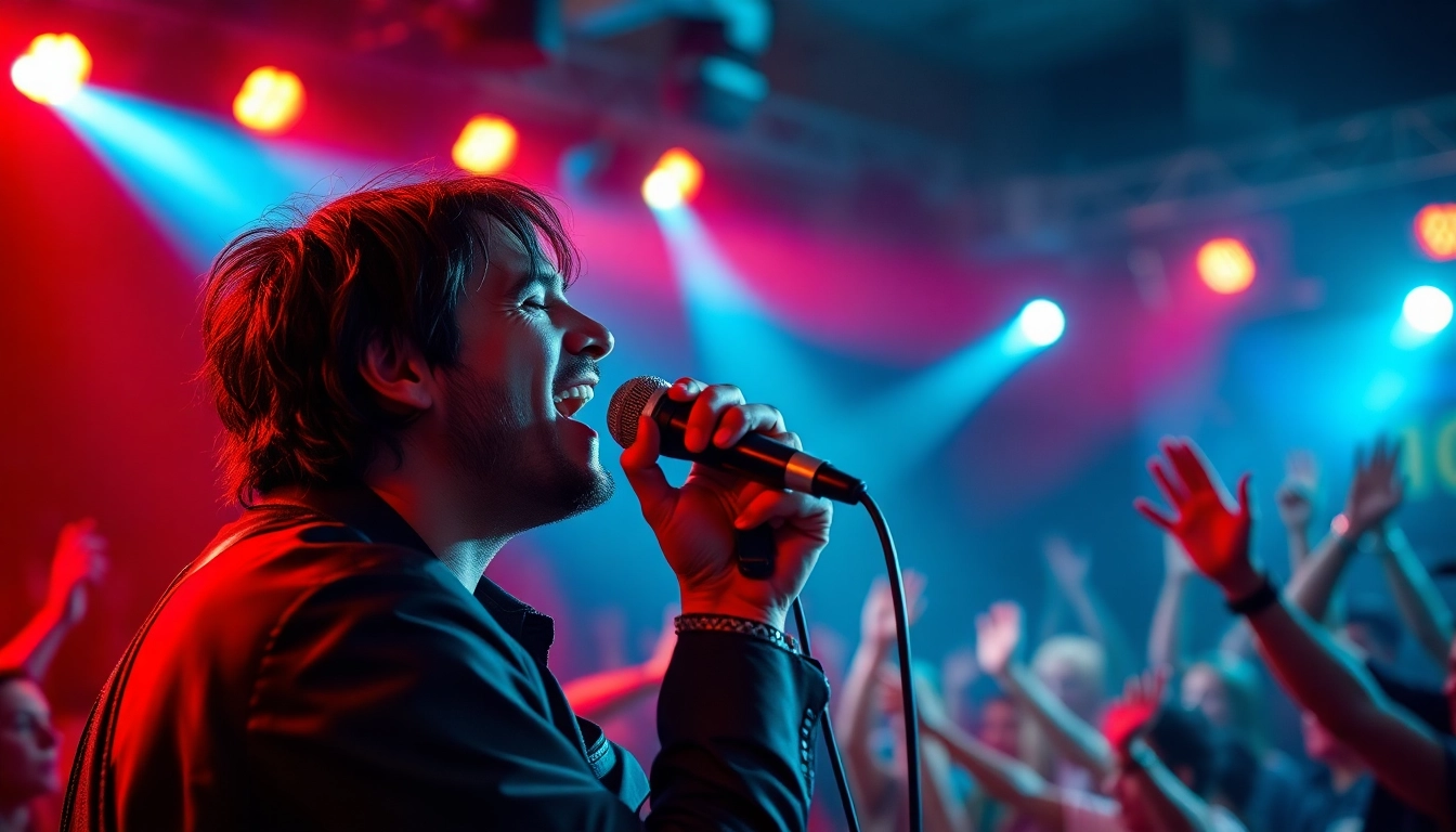 Artist performing passionately during a live concert related to 12play.
