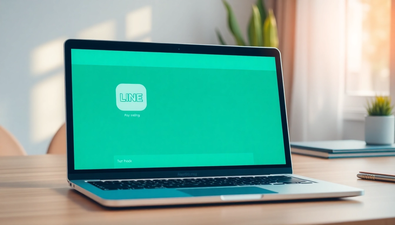 Download the LINE application on a laptop display, showcasing user-friendly interface and vibrant design.