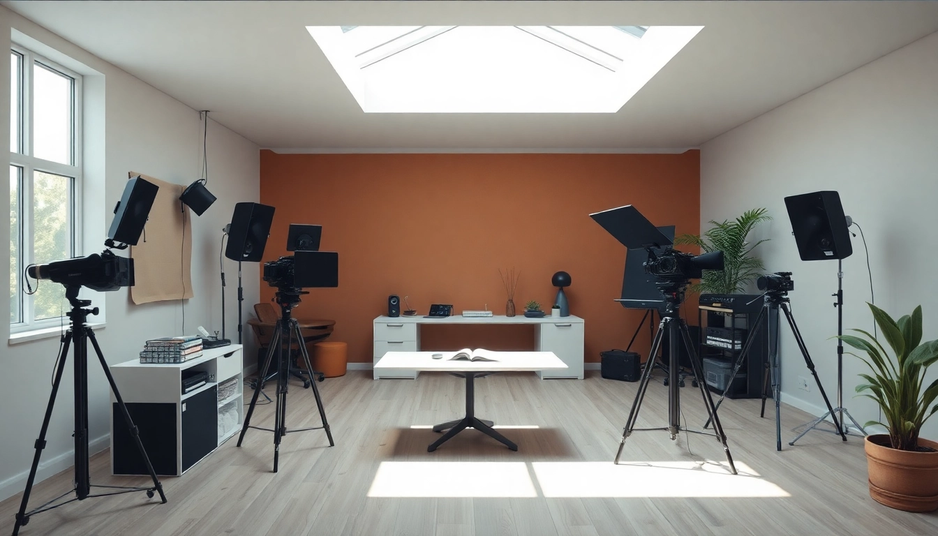 Engaging behind-the-scenes of 영상프로덕션 showcasing professional video equipment in a creative studio.