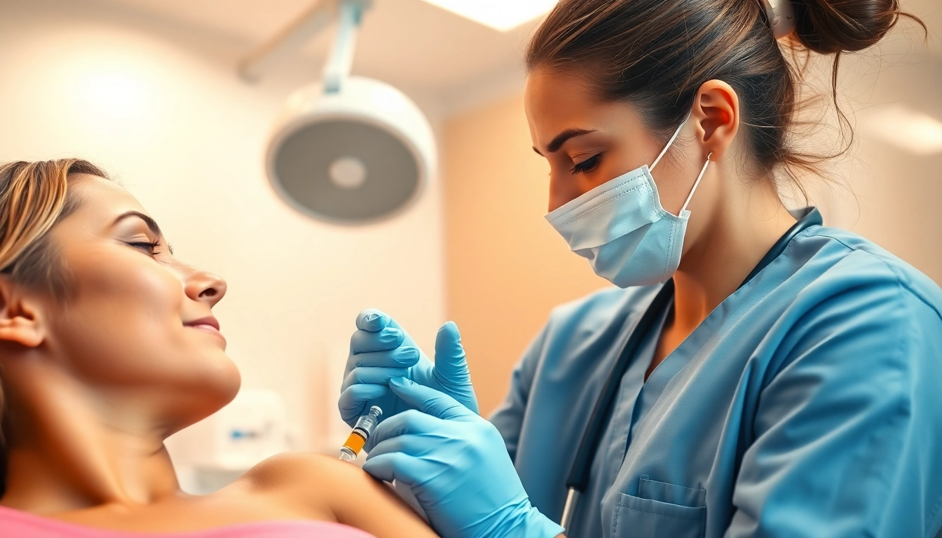 Receive a vitamin B complex injection in a bright healthcare clinic from a skilled nurse.