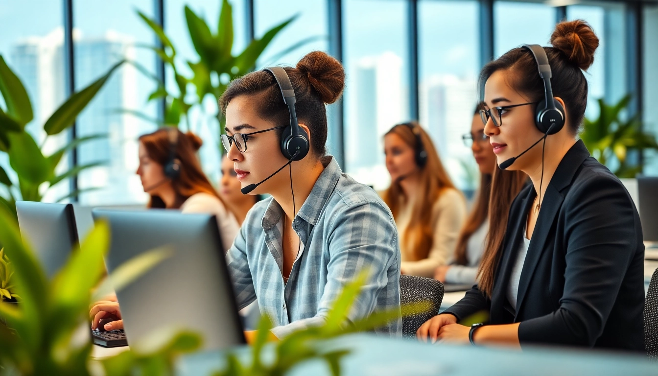 Call center in Tijuana featuring engaged agents collaborating in a modern workspace.