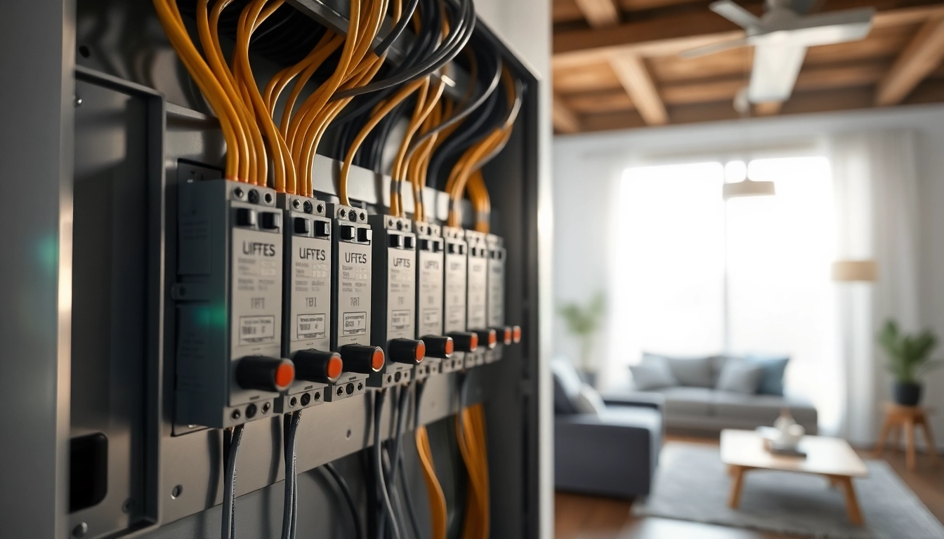 Inspecting an electrical panel showcasing its wiring and circuit breakers.