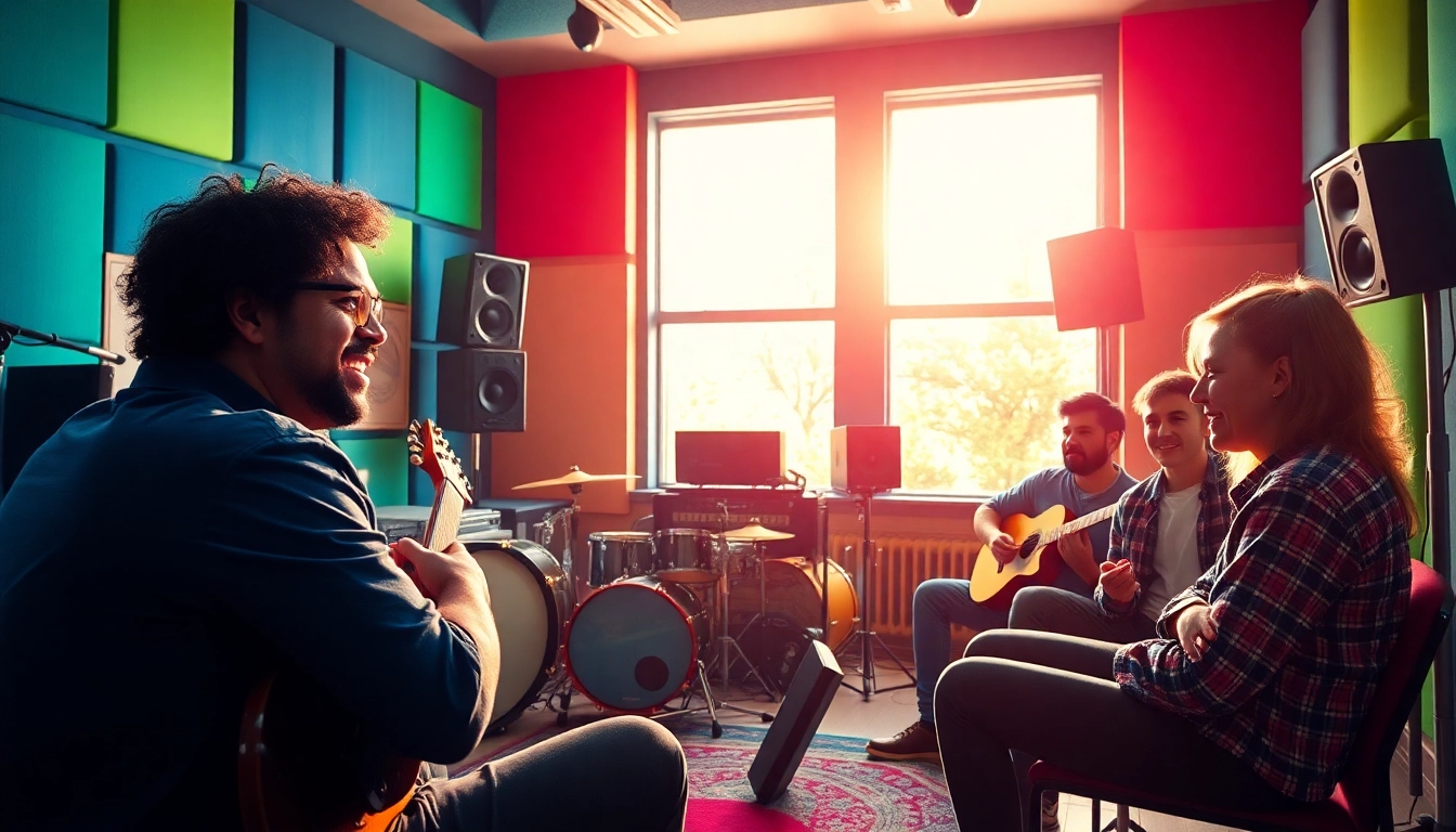Engaging music pitching session with an artist presenting their song passionately.
