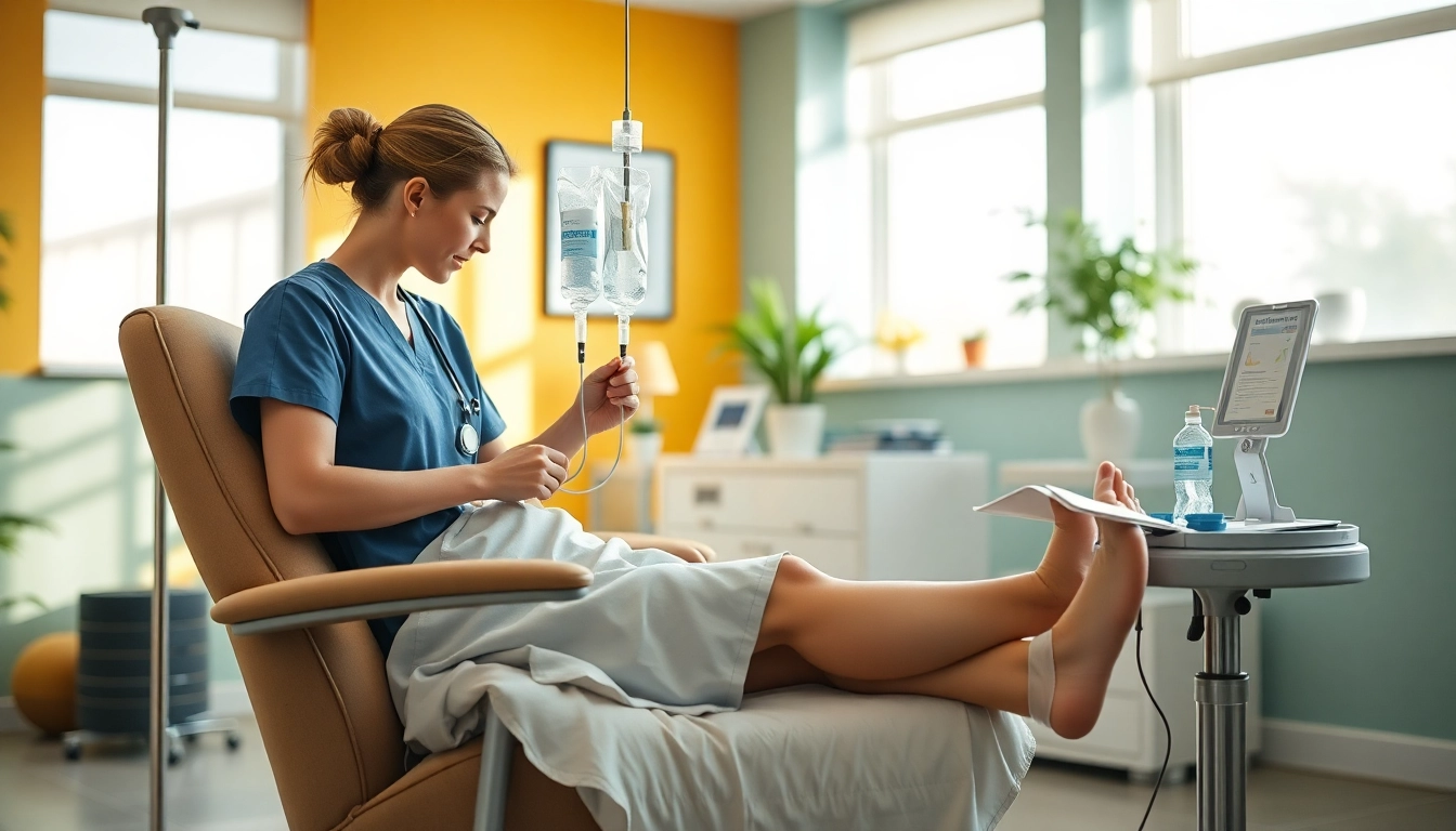 IV Therapy session showcasing the procedure in a comfortable clinical environment.