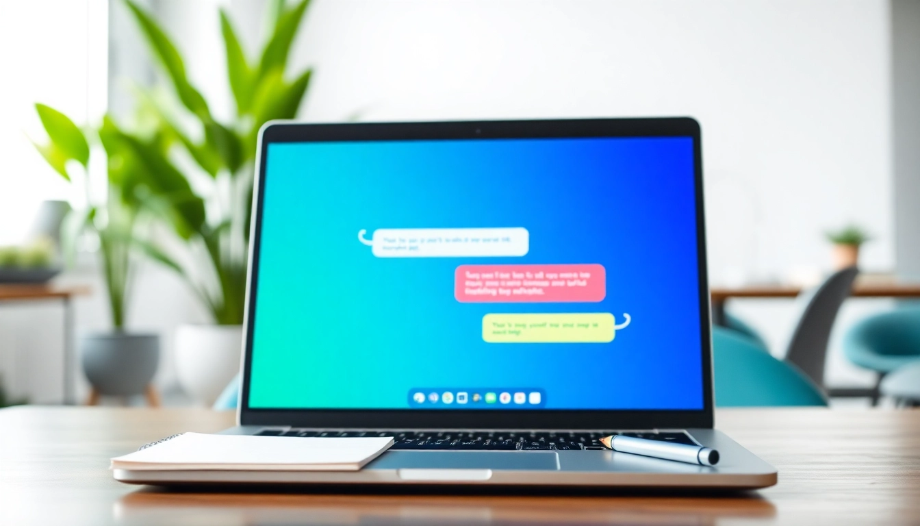 Interact with chatgpt chatbot on a modern laptop, showcasing an engaging workspace setting.