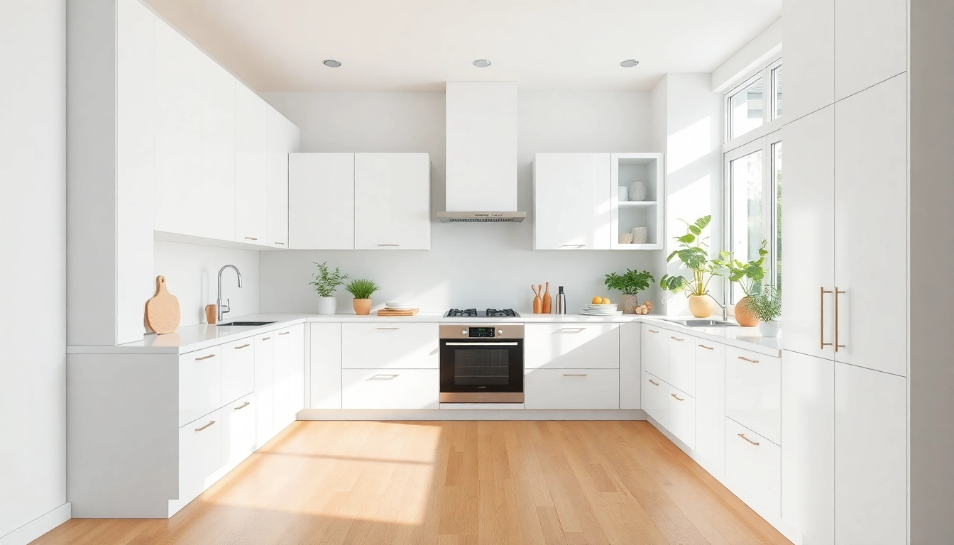 Admire sleek white cabinets in a modern kitchen, featuring natural light and stylish design.