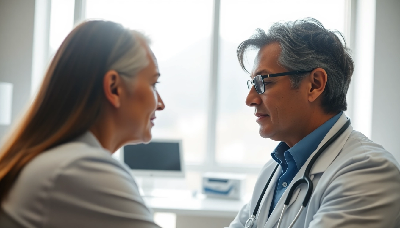 Dr. Parker providing personalized healthcare consultation in a welcoming clinic.
